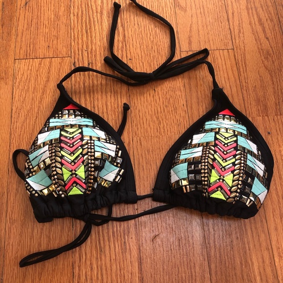 Beaded Colorful Triangle Swimsuit Set - Picture 2 of 5